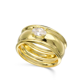 Anel grande, Banhado a Ouro, Zircónia de cultivo