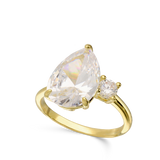 Anel banhado a ouro com zircónias transparente