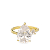Anel banhado a ouro com zircónias transparente