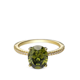 Anel banhado a ouro com zircónia verde grande
