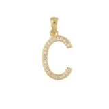 Pingente C em prata 925 com zircónia