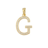 Pingente G banhado a ouro com zircónia