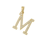 Pingente banhado a ouro com zircónia "M"