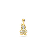Pingente menino banhado a ouro com zircónias
