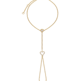 Pulseira de mão coração banhada a ouro com zircónias