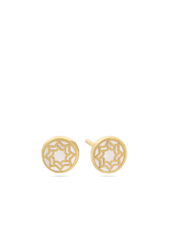 Brincos de placa, Ouro de 9 quilates, Madrepérola de cultivo